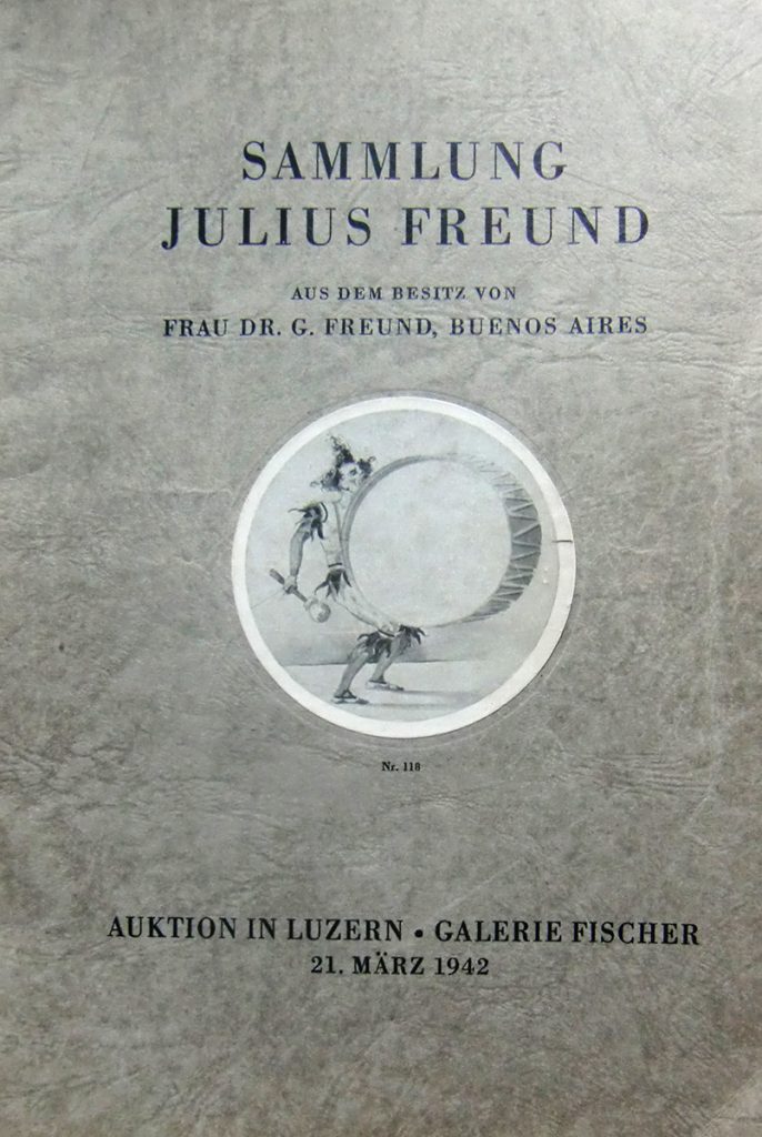 Zu sehen ist das Cover des Auktionskatalog zur Sammlung von Julius Freund, die am 21. März 1942 in Luzern/Schweiz veräußert wurde.